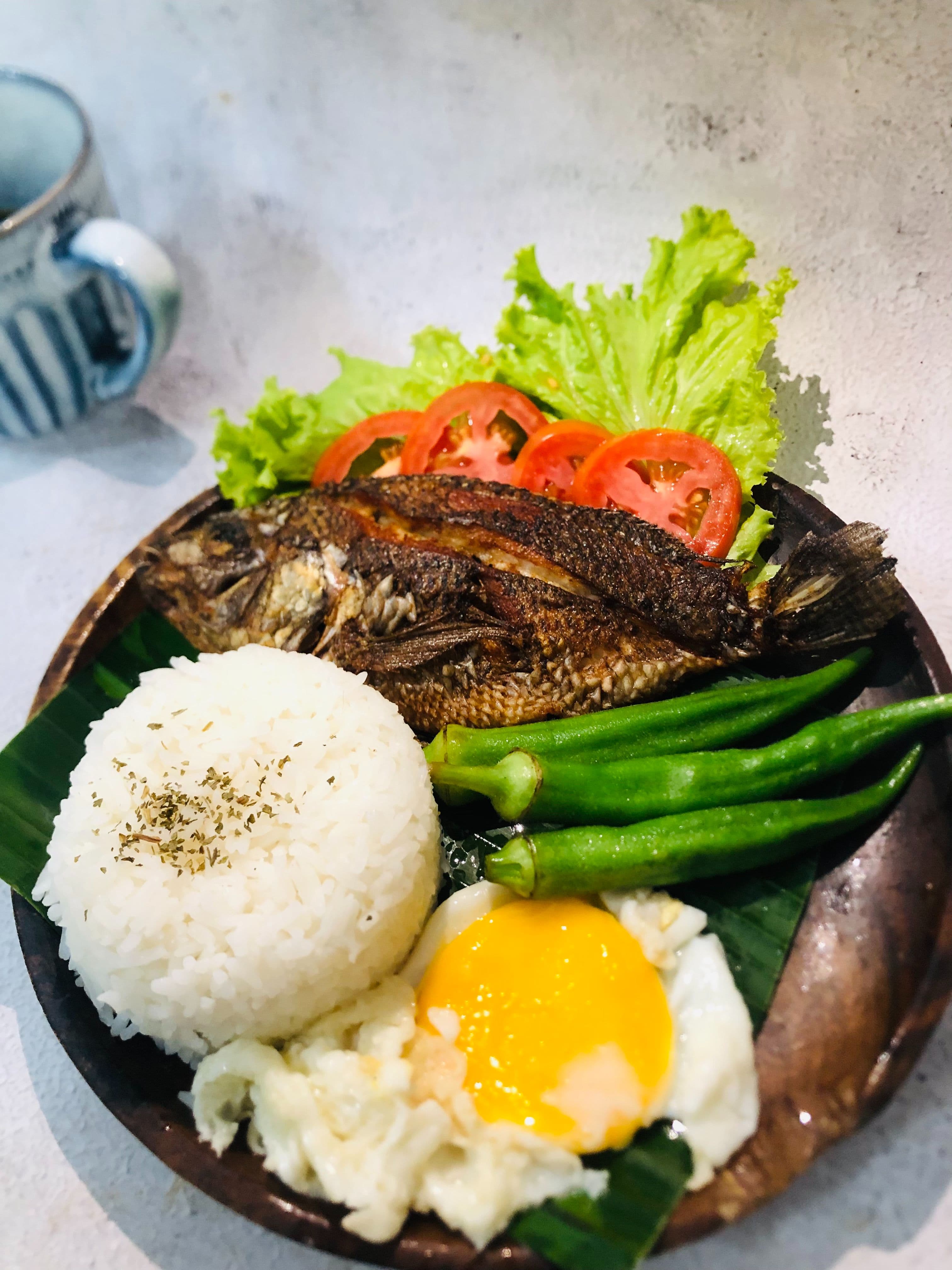 Fried Tilapia w/ Okra and Egg